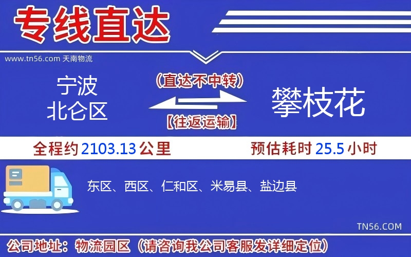 宁波北仑区到攀枝花物流公司 宁波北仑区到攀枝花物流公司