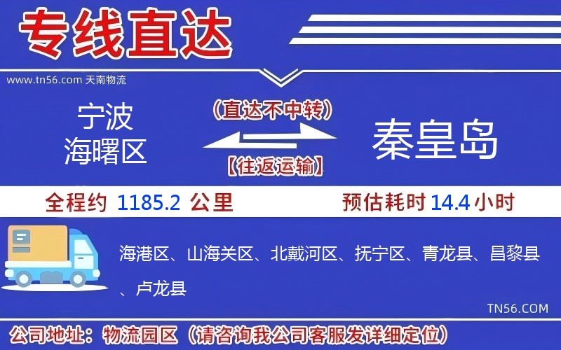 宁波海曙区到秦皇岛物流公司